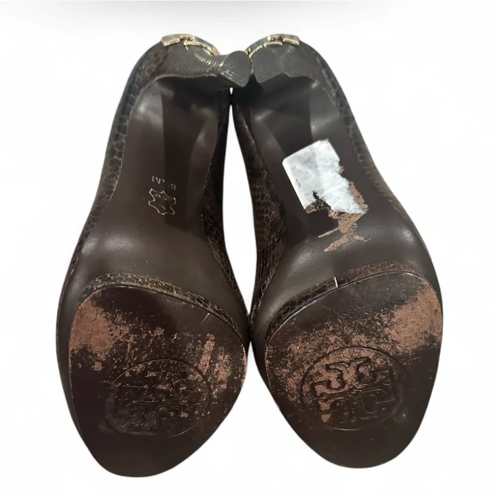 Tory Burch Jude Amazing Snakeskin Leather Stiletto Heel Platform Shoes Pumps 8.5